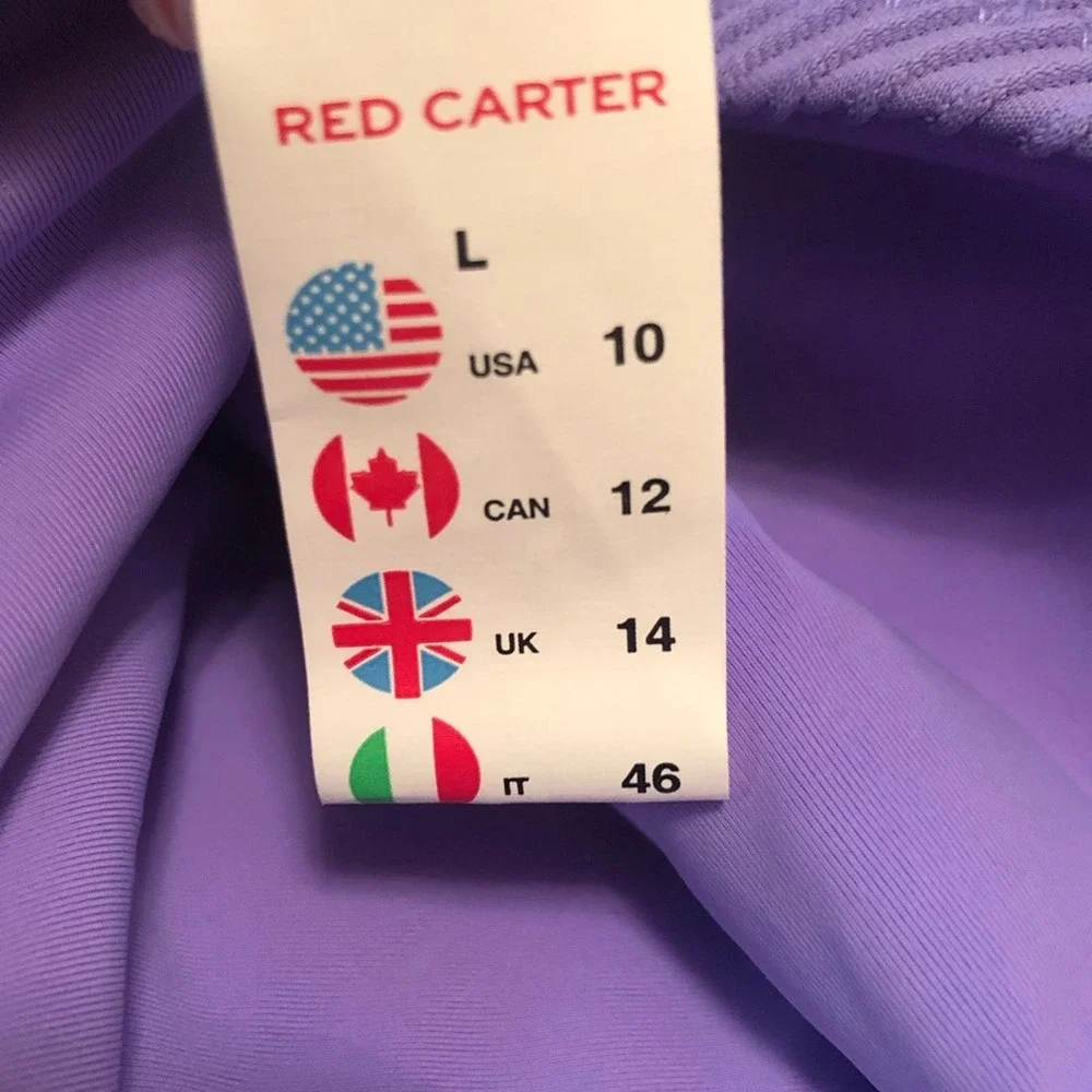 NWT Red Carter Ribbed Plunge One Piece Swimsuit‎ Size Large Lilac Riviera Sunset